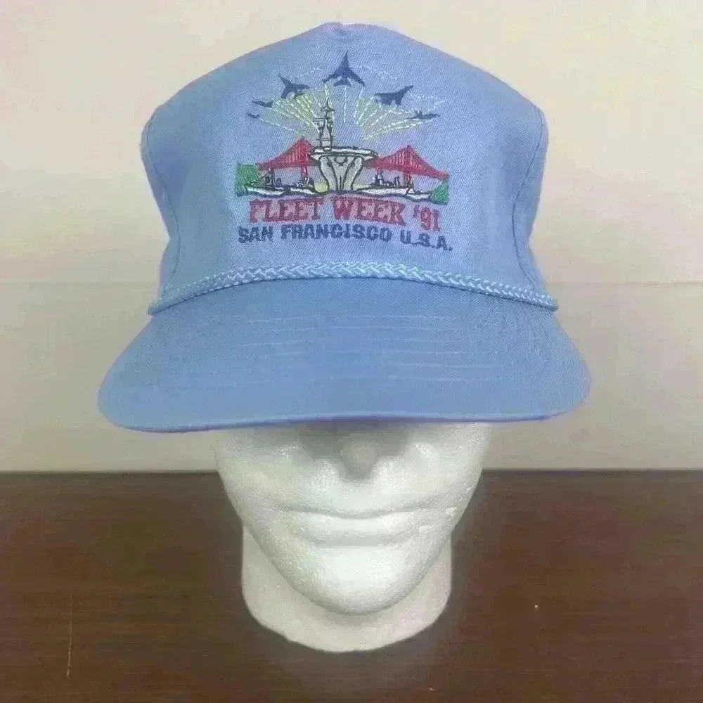 Fleet Week 1991 San Francisco Snapback Hat‎ Cap Blue Cord Youngan NWOT NEW
